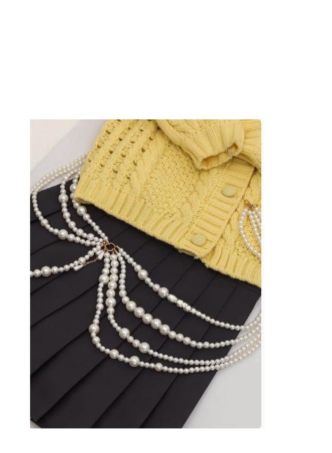 Multi Layer Pearl Tassel Waistband  - Image 3