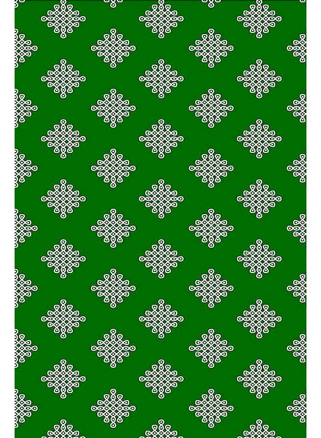 S2S قماش خلفية أخضر S2S لتزيين البوجا التقليدي، قماش تزيين خلفية لستارة خلفية البوجا لقماش المهرجان (موجو صغير أخضر) - Image 1