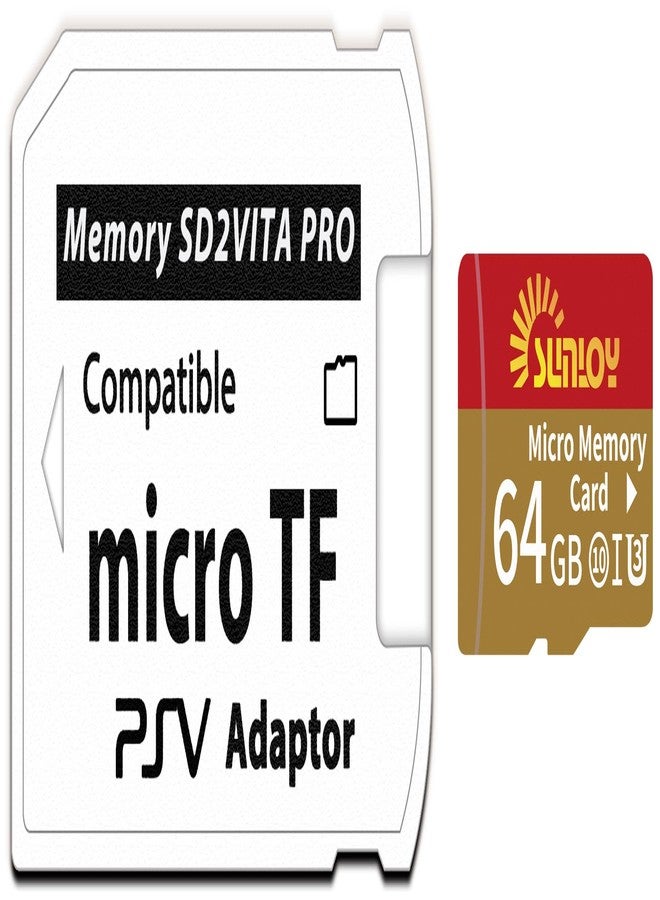 Sunloy SD2Vita 6.0 PS Vita Memory Card Adapter with 64GB Micro SD Card, High Speed microSDHC UHS-I Flash Memory Card with PSV Micro SD Card Adapter for PSV 1000/2000 PSTV FW 3.60 HENkaku Enso System - Image 2
