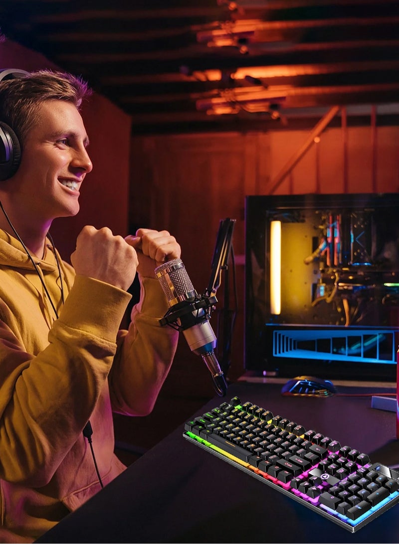 Floating Gaming Keyboard RGB Backlit Keyboard USB Wired Mechanical Keyboard Ergonomic Portable Keyboard for Computer Laptop Light Up Keyboard Cool Gaming Accessories - Image 5