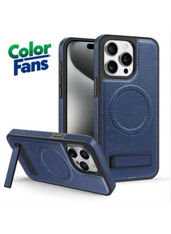 Color Fans For iPhone 12 Pro Max Case Compatible with MagSafe Slim-Fit PU Leather Coated TPU + PC Shell - Sapphire  - Image 1