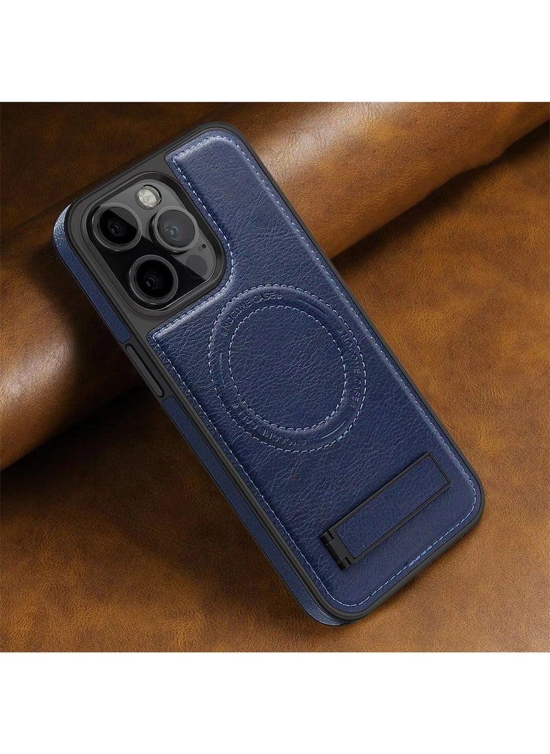 Color Fans - For iPhone 12 Pro Max Case Compatible with MagSafe Slim-Fit PU Leather Coated TPU + PC Shell - Sapphire - Image 1