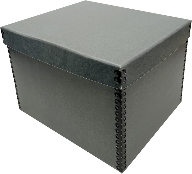 Lineco Record Storage Box 12x15x10 inch. Extra-Durable Filing Archival Cartons for Long-Term Storing Important Documents, Papers, Photos or Prints. Acid-Free Gray Boxboard, 1 Pack - Image 1