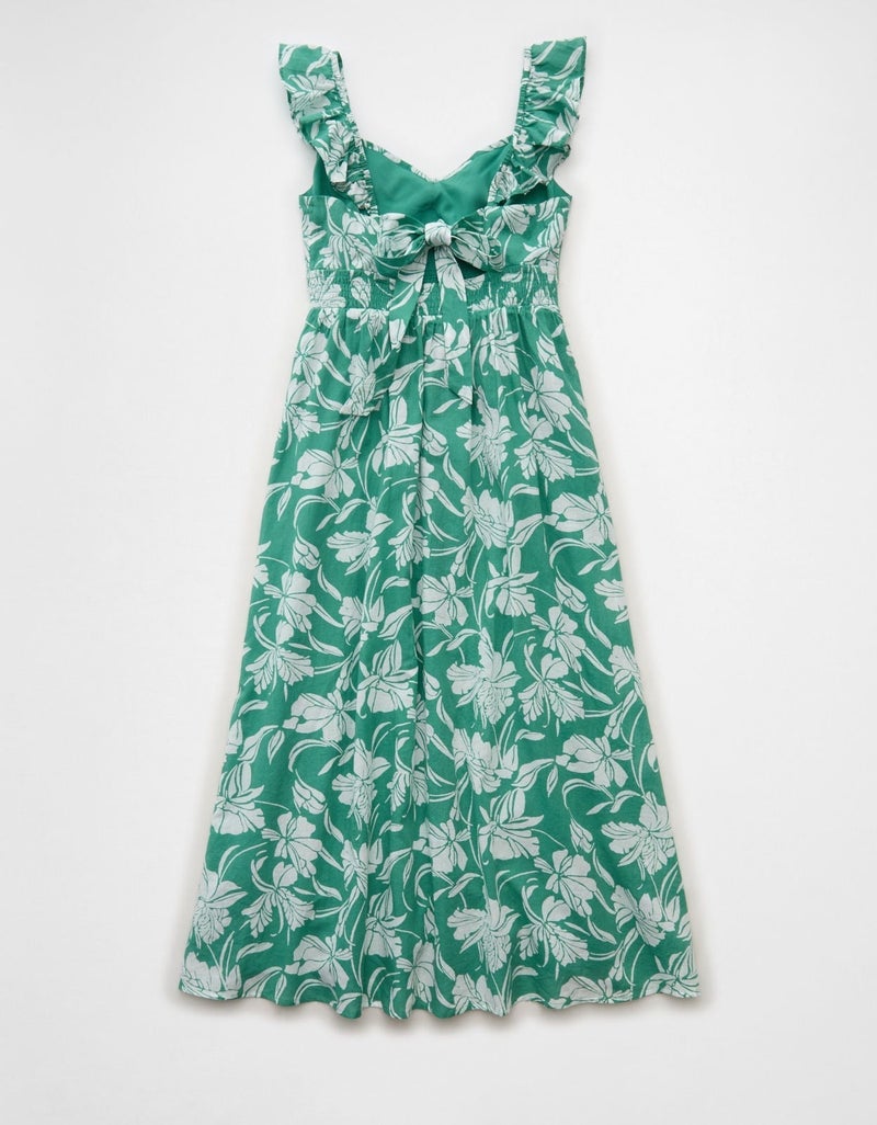 American Eagle AE Flutter Sleeve Tie-Front Midi Dress - Image 5