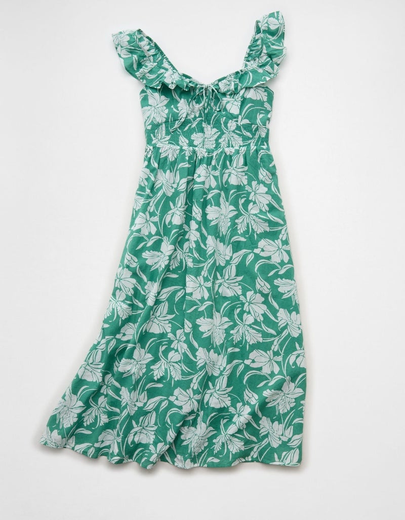 American Eagle AE Flutter Sleeve Tie-Front Midi Dress - Image 4