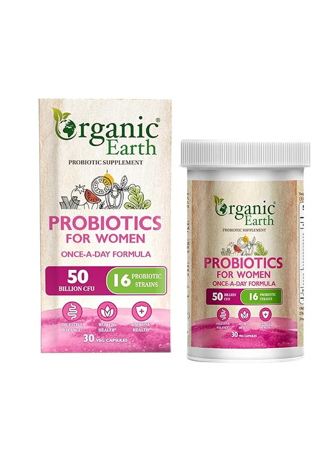 Organic Earth Once A Day Formula For Digestive Balance Womens Health And Immune Health With 50 Billion Cfu And 16 Probiotic Strains - Image 1