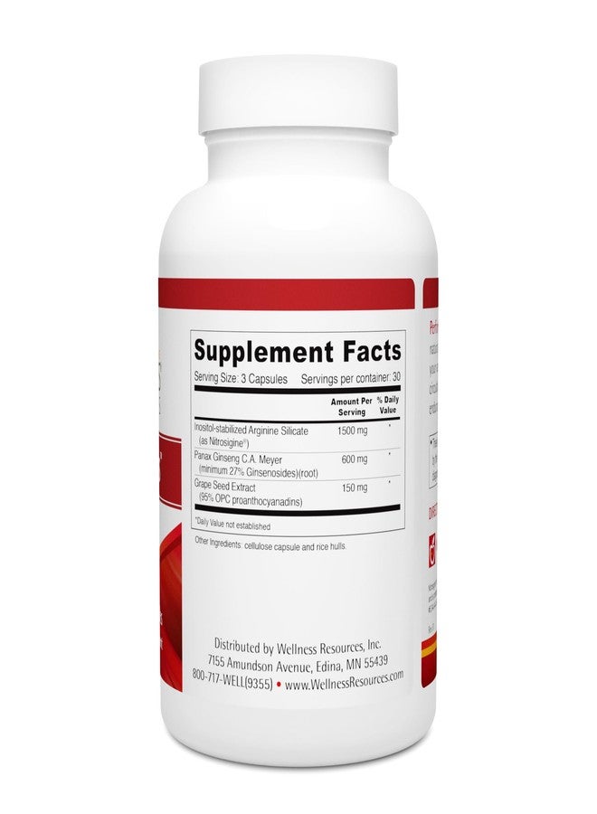 Wellness Resources Performa Plus with Advanced Absorption Nitrosigine L-Arginine. Promotes Nitric Oxide (eNOS) Production. Panax Ginseng, GSE (90 cpasules) - Image 3