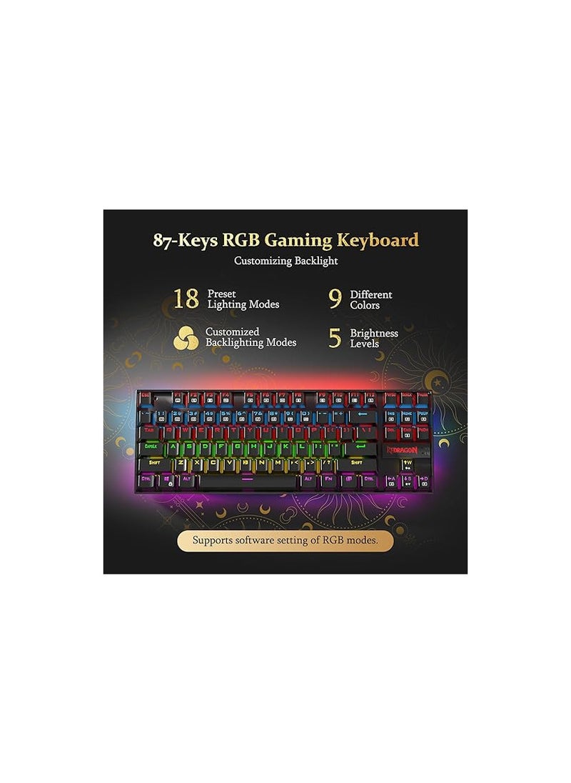 ريدراجون لوحة مفاتيح الألعاب الميكانيكية Redragon K552-Rgb Kumara Rgb LED Backlit (أسود)  - Image 2