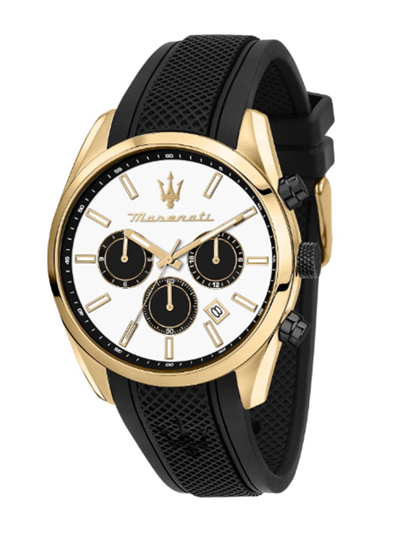 Maserati Men's White Matt Dial Black Silicone Watch - 43 MM - R8851151001 - Image 1