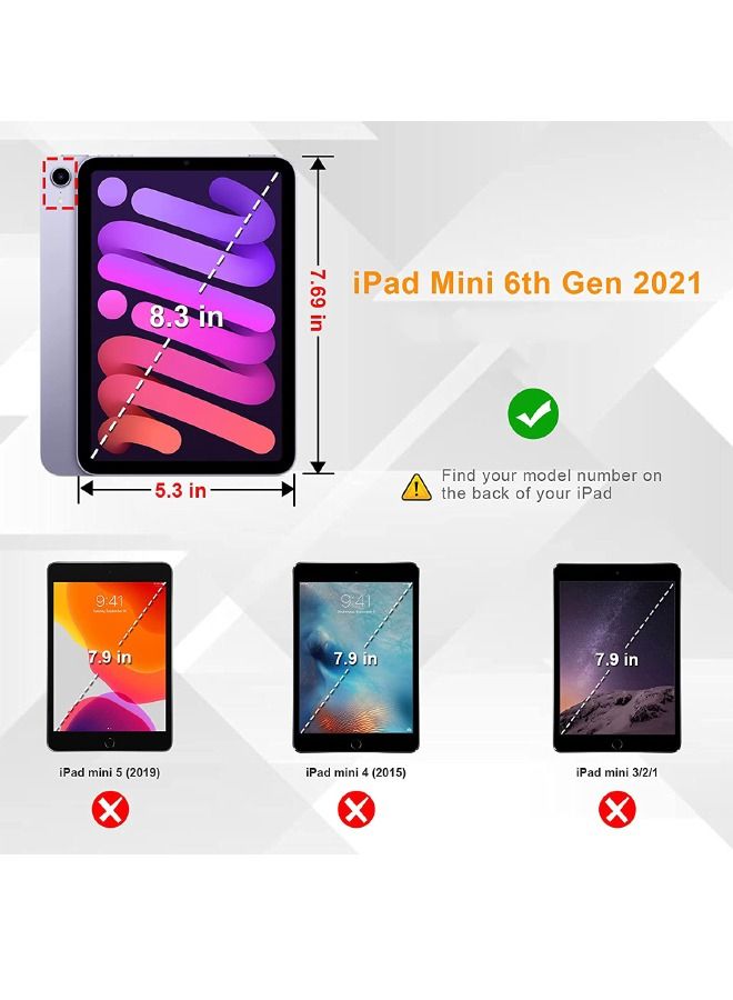 SPFYEAH Hybrid Slim Case for iPad Mini 7 (A17 Pro, 7th Gen) 2024 / iPad Mini 6 (6th Gen) 2021, Flip Case with Trifold Stand Pencil Holder, Auto Wake Sleep, Smart Magnetic Cover Clear Acrylic Back Shockproof Case, Black - Image 2