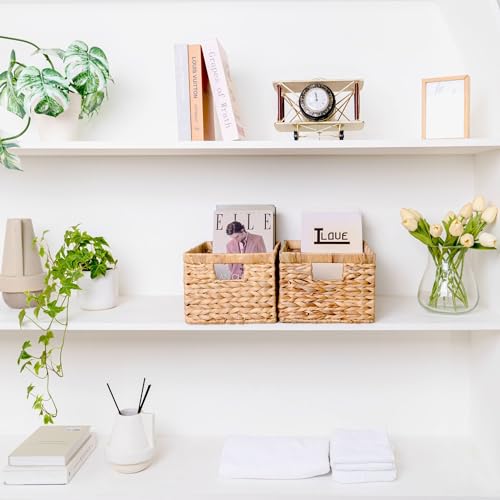 M4DECOR Set of 3 Water Hyacinth Storage Baskets – Wicker Baskets for Shelves, Decorative Woven Organizer Bin for Bathroom, Closet, or Pantry (3-Pack Medium) - Image 3