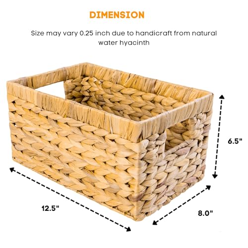 M4DECOR Set of 3 Water Hyacinth Storage Baskets – Wicker Baskets for Shelves, Decorative Woven Organizer Bin for Bathroom, Closet, or Pantry (3-Pack Medium) - Image 2
