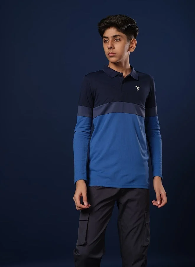 تكنوسبورت تيشيرت بولو بأكمام طويلة من تكنوسبورت بتصميم كتل الألوان