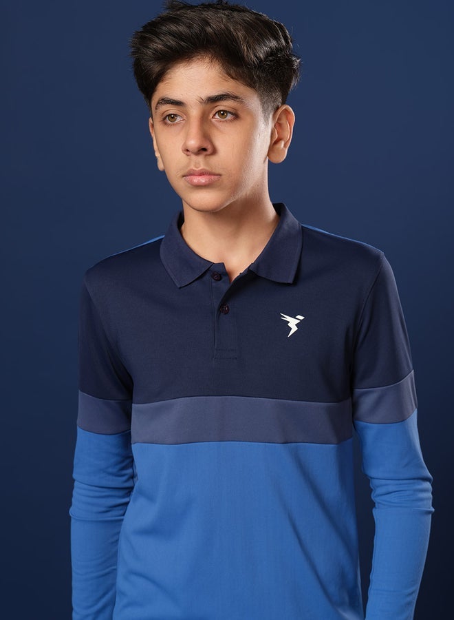 Technosport Color Block Long Sleeve Polo T-Shirt - Image 1