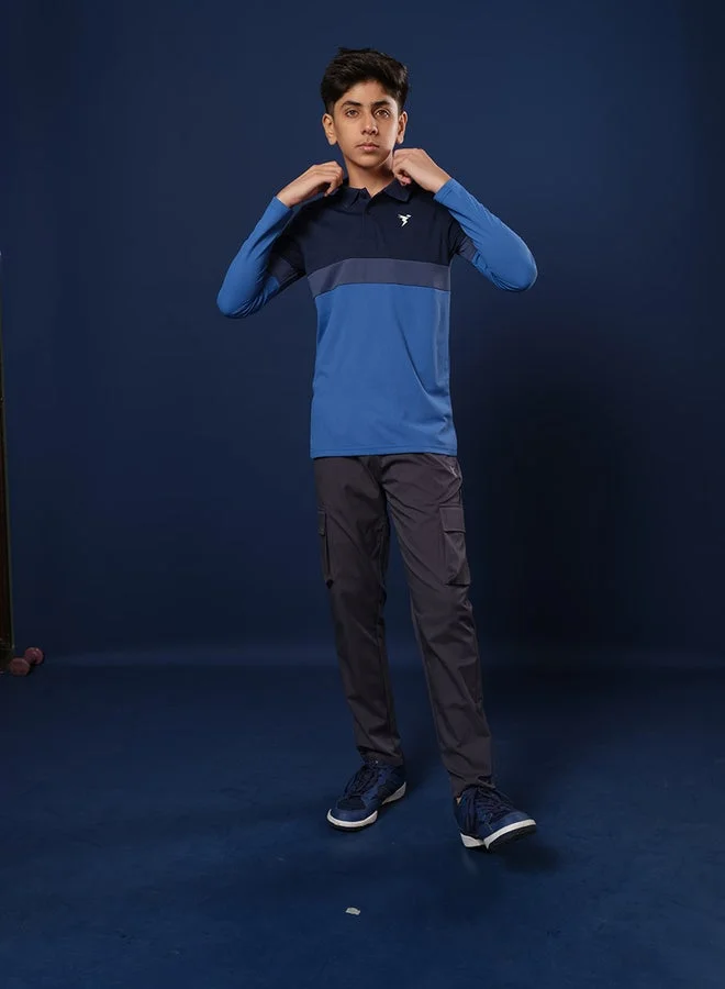 Technosport  Color Block Long Sleeve Polo T-Shirt for Men | Best Price UAE