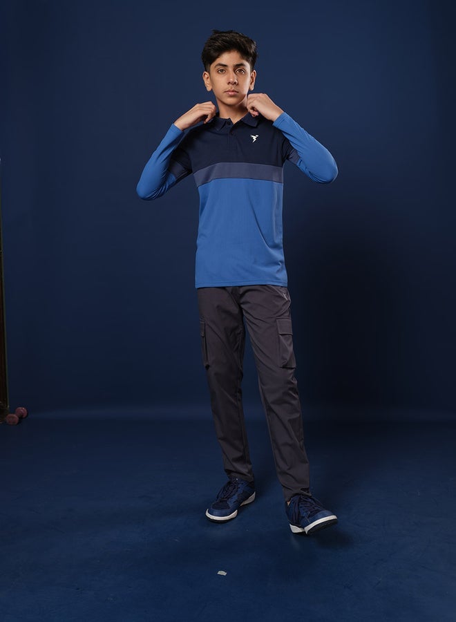 Technosport Color Block Long Sleeve Polo T-Shirt - Image 3