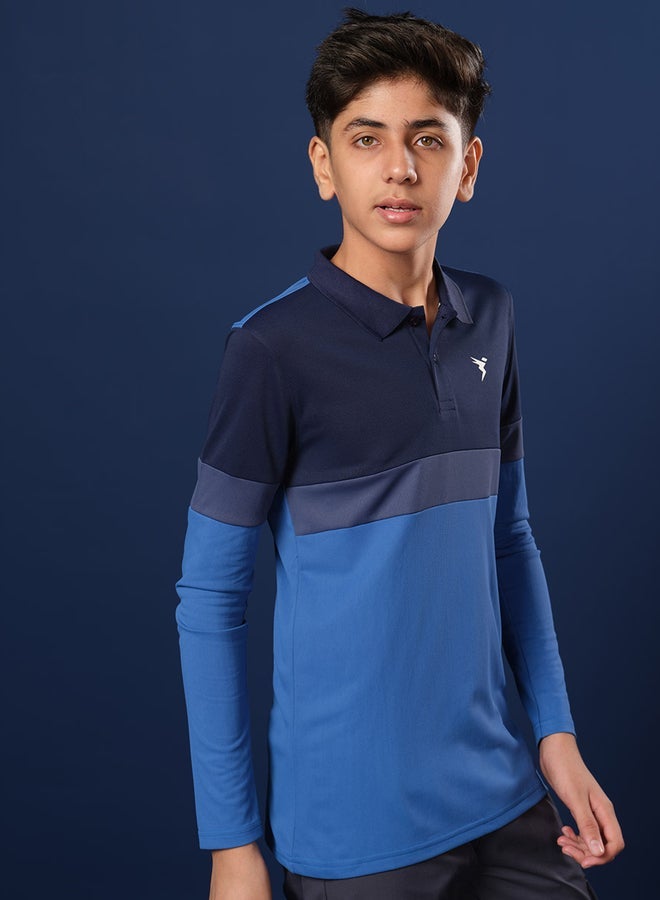 Technosport Color Block Long Sleeve Polo T-Shirt - Image 2