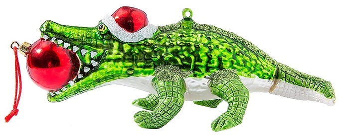 2 PACK 67 GLASS ALLIGATOR CHRISTMAS ORNAMENT HAND PAINTED GLASS CROCODILE ALLIGATOR ORNAMENTS FOR CHRISTMAS TREE DECORATIONS
