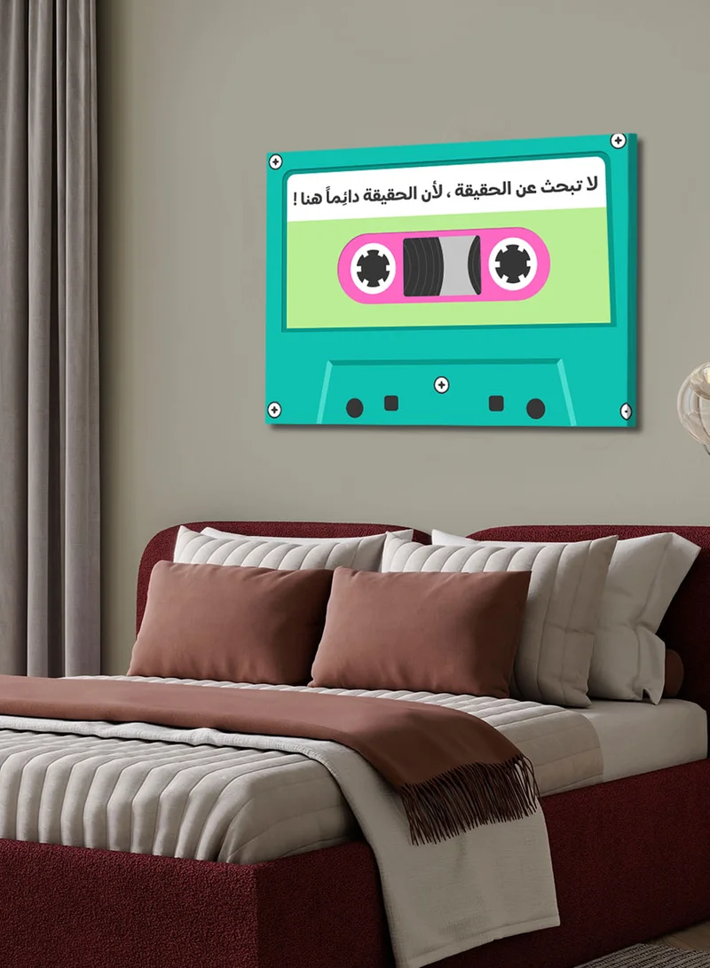 لوحة لوحة كانفاس على إطار خشبي بتصميم شريط كاسيت كلاسيكي