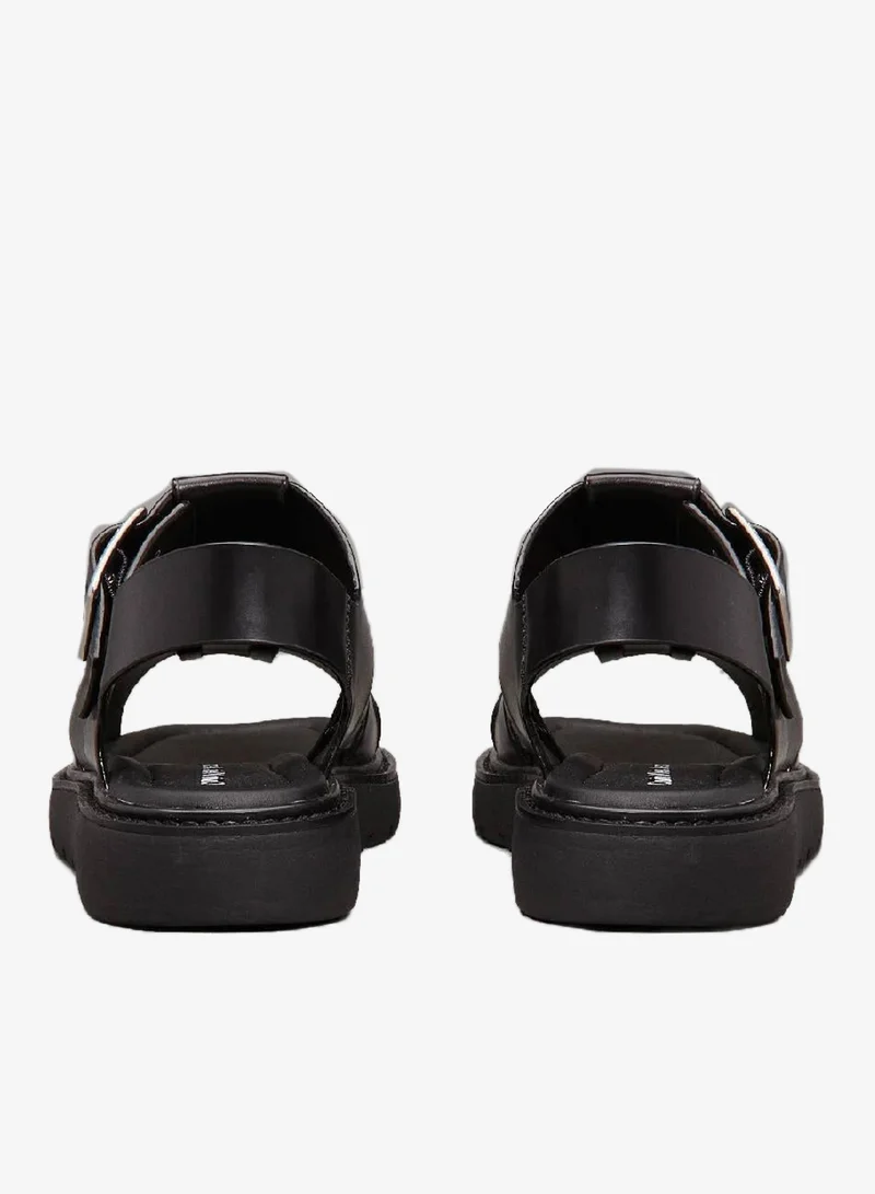 Calvin Klein Jeans Triple Black Leather Fisherman Sandals for Women | Best Price UAE