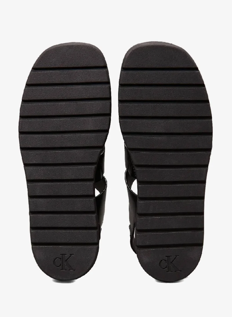 Calvin Klein Jeans Triple Black Leather Fisherman Sandals for Women | Best Price UAE