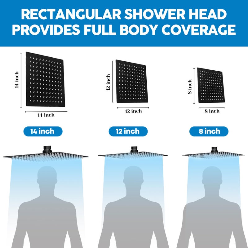 Ashwanth Shower Head,8â€Rain Shower Head with Handheld Spray Combo and Adjustable Extension Arm/3-Way Flow Regulator/Shower System,High Pressure Rain Fall Hose,Matt Black - Image 4