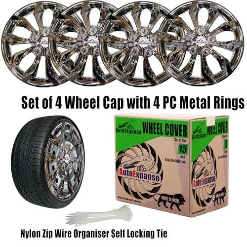 AutoExpanse Car Accessories Wheel Cap, Hub Cap Wheel Cover for Aura, Baleno, Dzire, Ertiga, Fusion, Innova, Ignis, Swift Universal for All 15 Inch Car (FURY-15INCH-CHROME) - Image 3