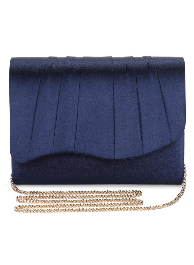 UBAYMAX Clutch Purses for Women Formal, Pleated Satin Evening Bag Evening Purse Handbags Evening Clutch for Prom Party Wedding (Blue) - Image 1