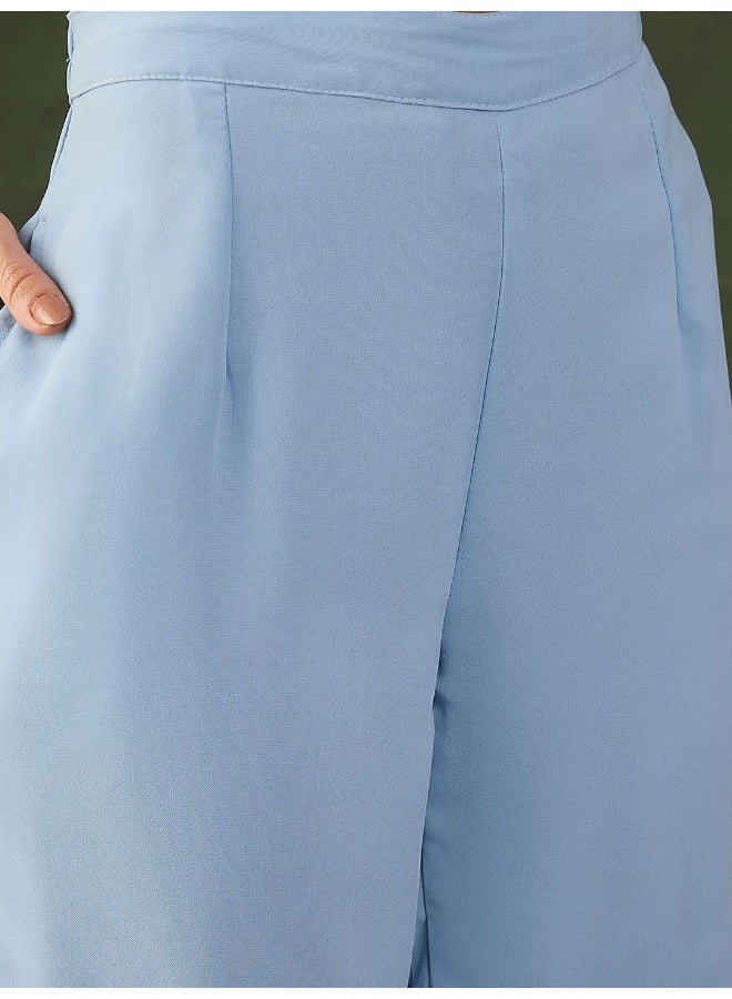 AKS Powder Blue Sequinned Kurta Sharara - Image 3