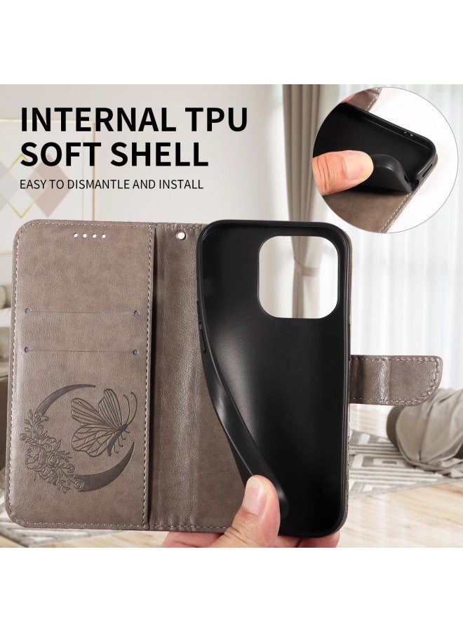 For SonyXperia 1 VI Mobile Phone Leather Case Red Rice Note14 Phoenix Tail Butterfly Embossed Card Portable Rope-Color:Purple Leather Cord-Applicable Model:1 ACE 3V 5G Domestic