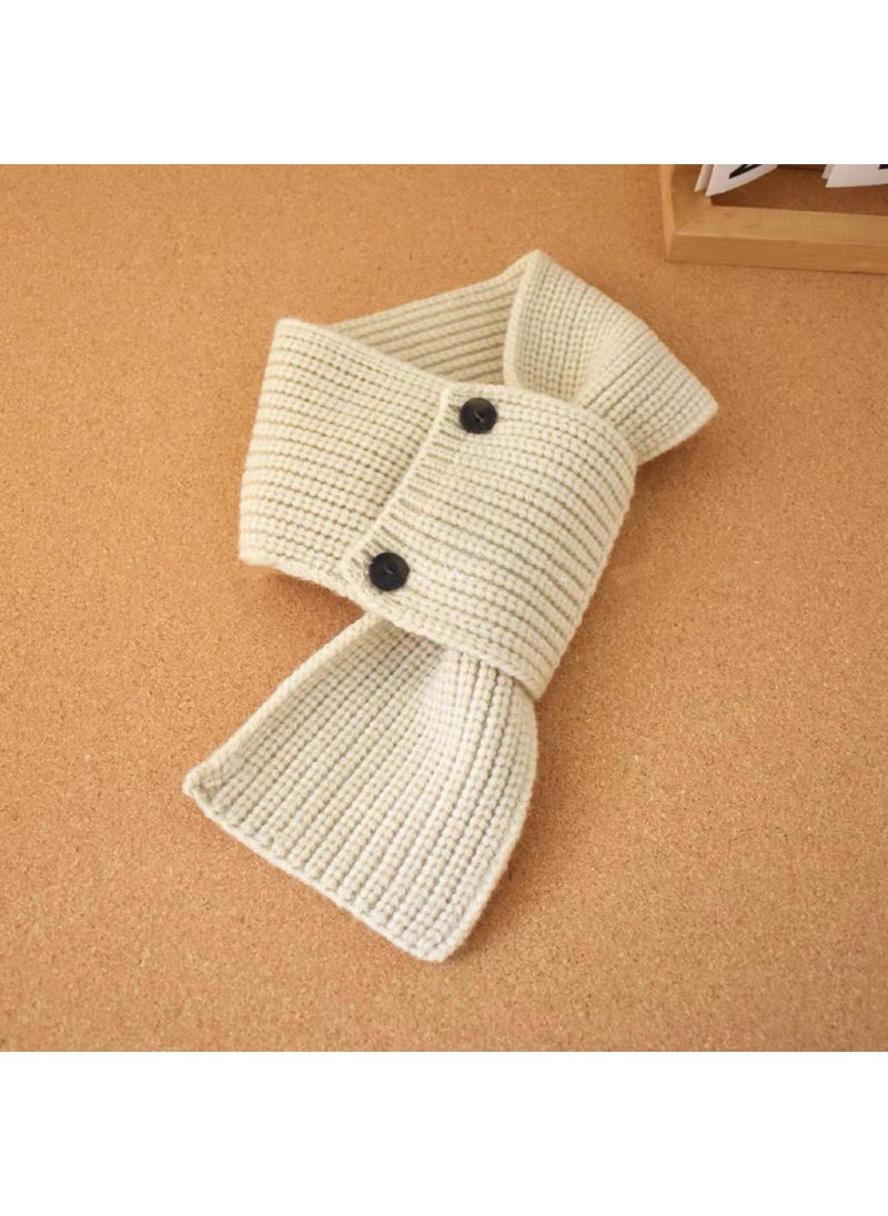 Generic New Korean Style Kidsrens Scarf Autumn and Winter Style Versatile Male and Female Baby Scarf Button Korean Style Cross Pullover Scarf Brown  - Image 3