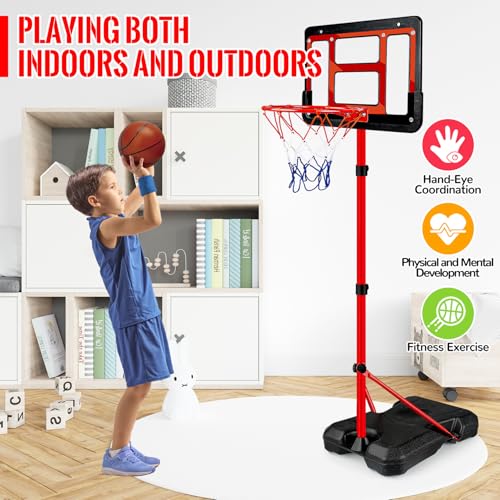 GMAOPHY Kids Basketball Hoop with Stand Adjustable Basketball Set Toddler Basketball Toys for Boys Age 3 4 5 6 7 8 Indoor Outdoor Backyard Sport Game Gifts - Image 5