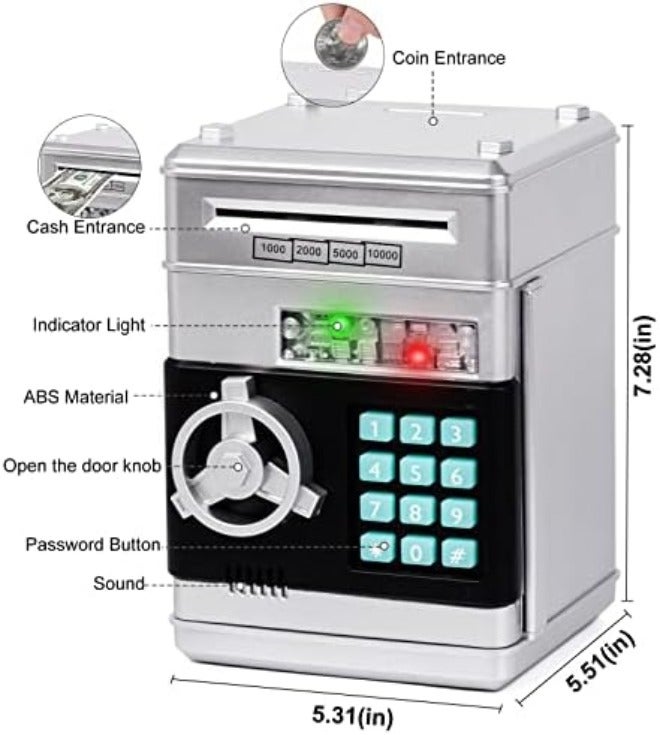 Refasy Kids Toys for Boys Girls Age 3-5,Electronic Piggy Banks for Kids Money Savings Box Toys Mini ATM Coin Bank for Children Best Birthday Xmas Gifts Cash Coin Can for Kid 8-12 Year Old Black - Image 5