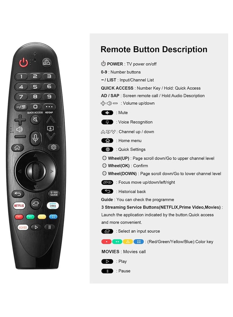 Anmi Voice Magic Remote AKB75855501 for LG AN-MR20GA AN-MR19BA Smart TV Magic Remote Replacement, with Pointer Function - Image 2