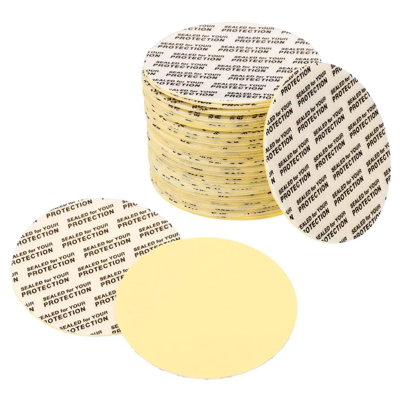 PATIKIL 50mm2inch Pressure Sensitive Seal 300 Pack Adhesive PS Foam Lid Cap Liners Resistant Tamper with Dustproof Paper Back for Plastic Glass Jar Bottle Cap Seals