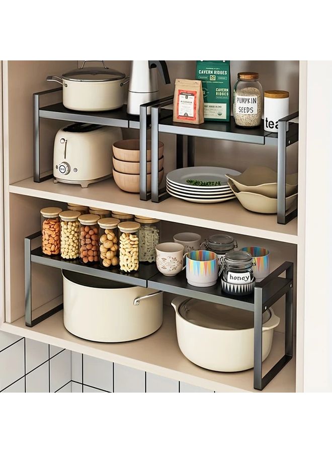 Short Size Adjustable Shelf Organizer Retractable Pantry Cabinet Storage Space Saver - Image 1