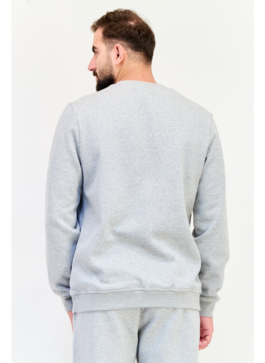 Reebok Men Sportswear Fit Brand Logo Long Sleeves Training Sweatshirt, Grey  - Image 3