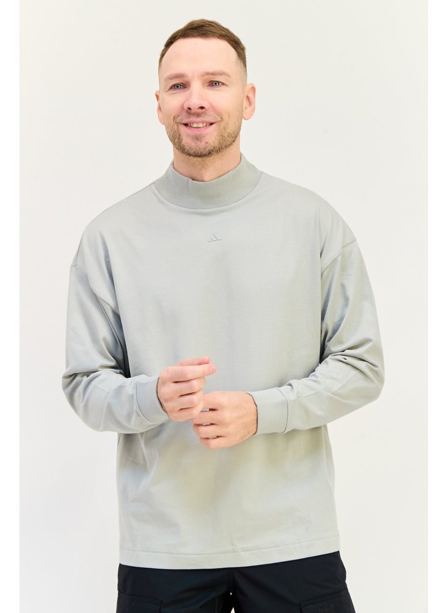Adidas Men Sportswear Fit Long Sleeves Basketball T-Shirt, Grey  - Image 1