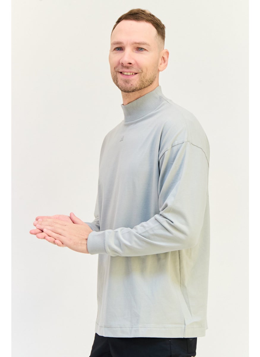 Adidas Men Sportswear Fit Long Sleeves Basketball T-Shirt, Grey  - Image 3