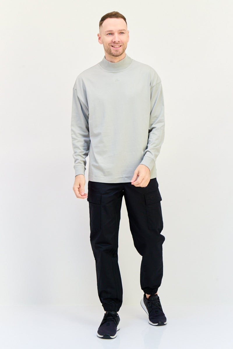 Adidas Men Sportswear Fit Long Sleeves Basketball T-Shirt, Grey  - Image 2