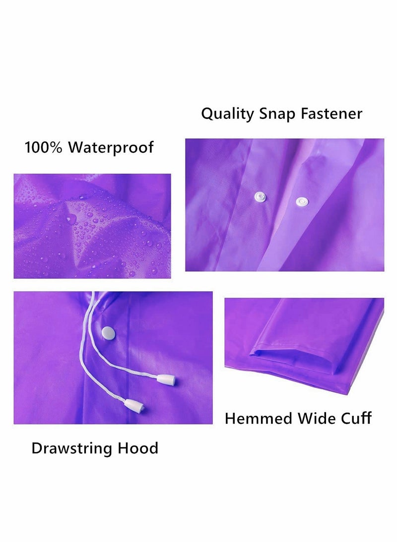 Reusable EVA Raincoat Ponchos for Adults, Women and Men, Clear Portable Lightweight Jackets with Hood, Packable Rain Ponchos for Travel and Outdoor Activities - Image 4