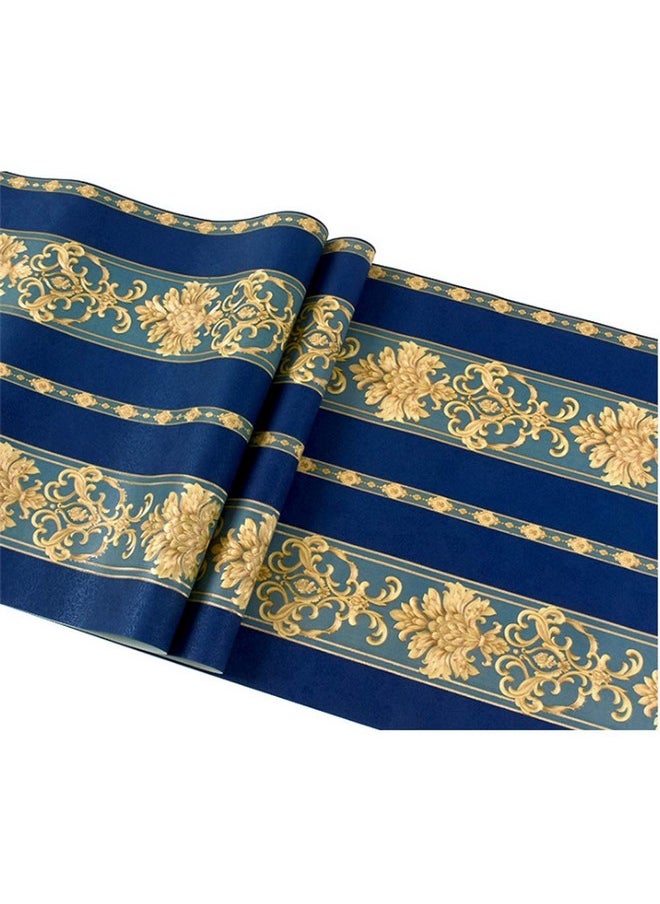 Dawei - Blue European 3D Damask Vertical Strip Pvc Waterproof Wallpaper Bedroom Living Room Hotel Tv Background Wall 1.73'W X 32.8'L Nonpasted - Image 1