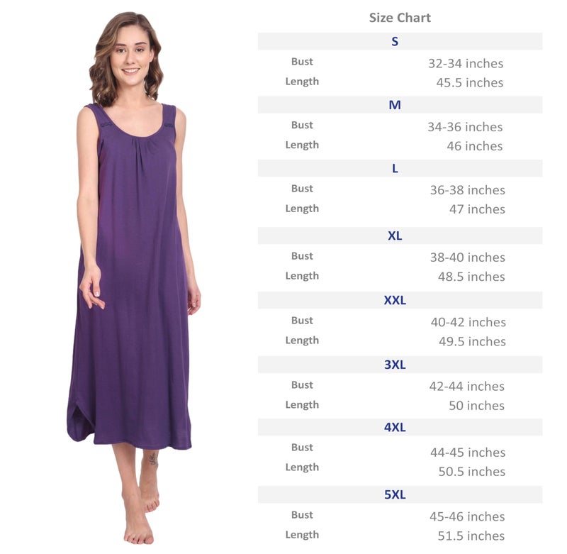 BLAZON Women's Cotton Hosiery Solid Maxi Dreams Nighty Slip Pack of 2 (Blue Lilac, Vivid Violet_XL) - Image 2