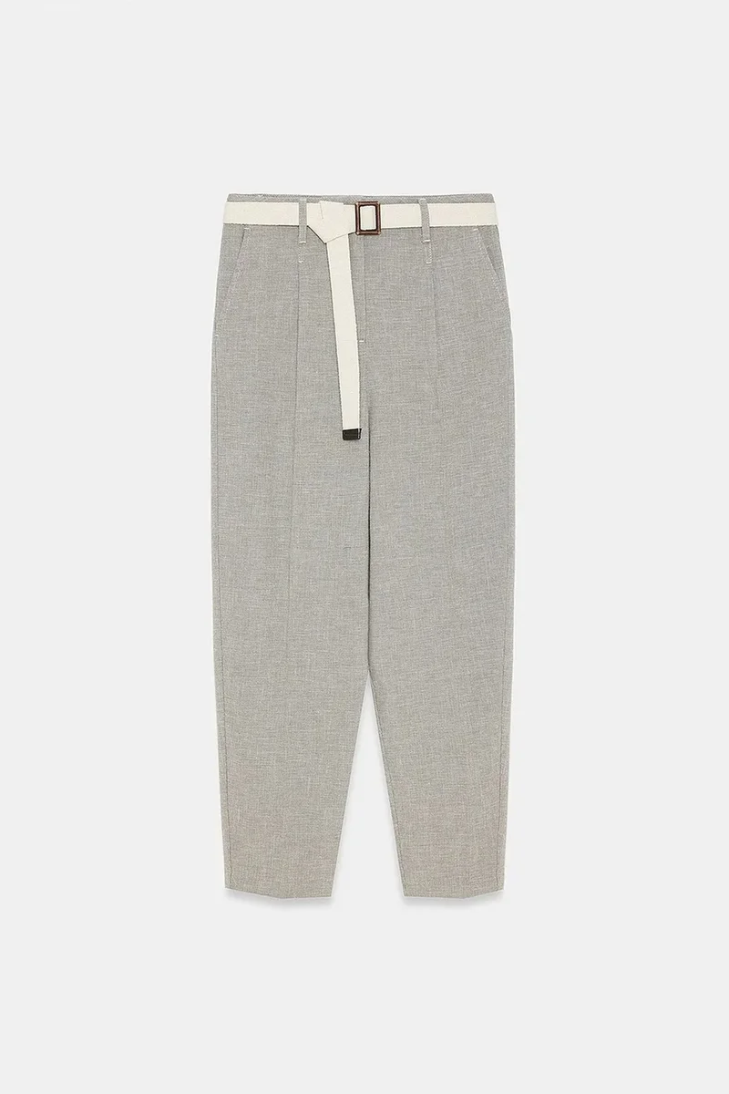ديلفين DILVIN Belted Straight-leg Ankle Trousers