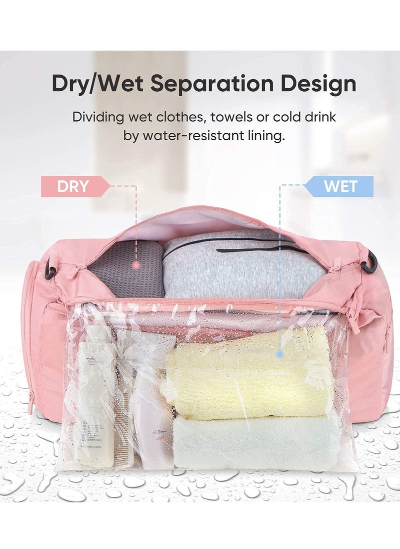 KASTWAVE - Gym Bag for Women and Men, Dry Wet Separation Sports Sling Bag with Shoe and Wet Clothes Compartments, Waterproof Duffle Bag Lightweight Carryon Gym Bag (Pink) - Image 1