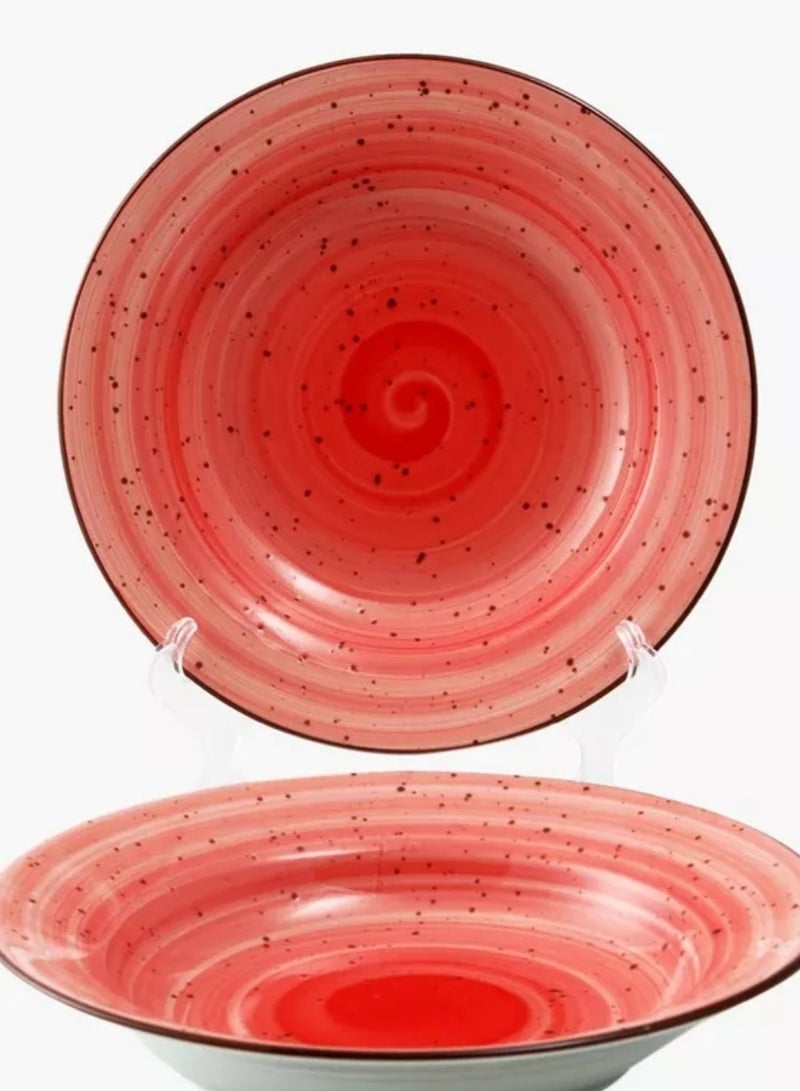 Porceletta Porcelain Soup Plate/Pasta Bowl- 23 cm, Pink - Image 3