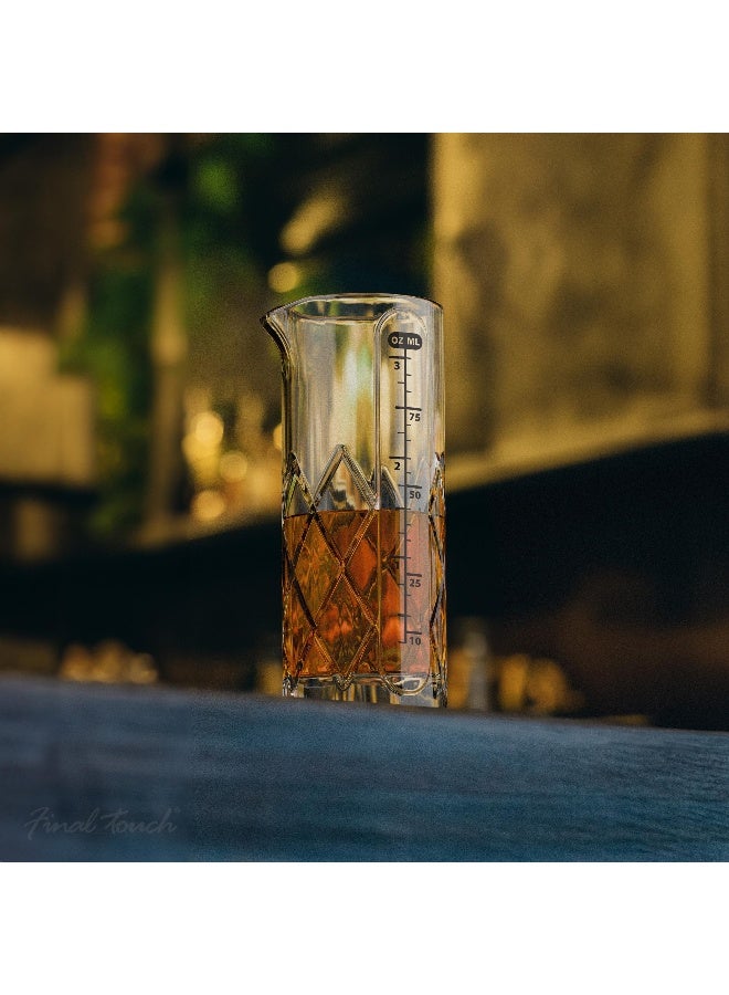 Final Touch Yarai Jigger - Precision Cocktail Mixing Tool with Spout for Drip-Free Pouring - Heavy-Duty Glass Construction - Classic Japanese Design - 3.4oz / 100ml Capacity (FTA7035) - Image 2