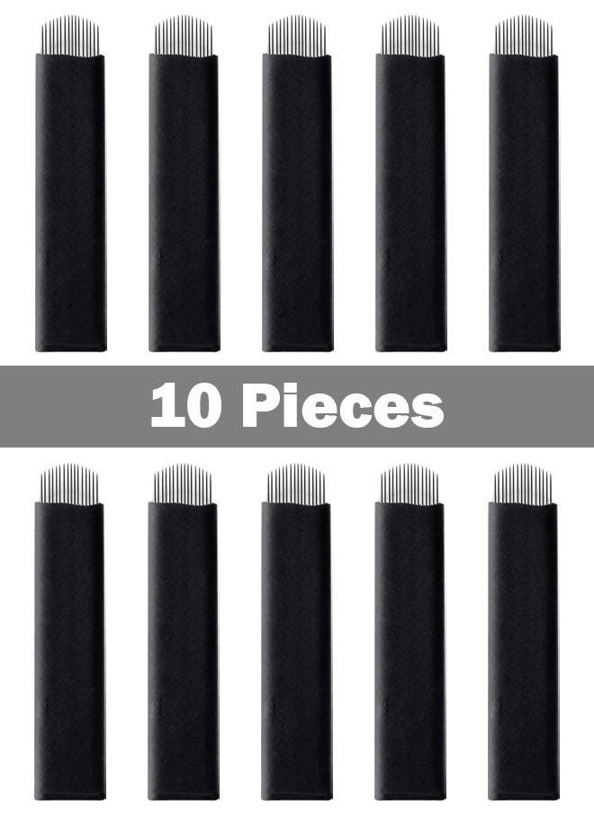 10 Pieces Disposable 0.18mm Microblading Blade Fine Needles Permanent Makeup Curve Brow Manual Eyebrow Embroidery Tattoo Microblade Needles - U 16 Pins Shape