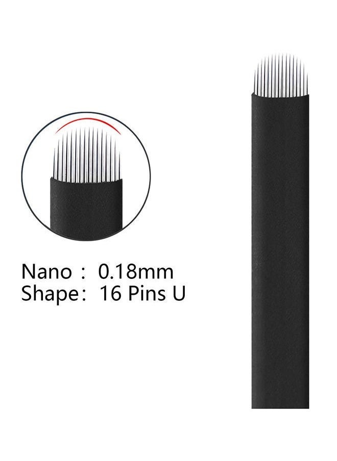 10 Pieces Disposable 0.18mm Microblading Blade Fine Needles Permanent Makeup Curve Brow Manual Eyebrow Embroidery Tattoo Microblade Needles - U 16 Pins Shape