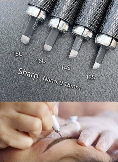 Coconut 10 Pieces Disposable 0.18mm Microblading Blade Fine Needles Permanent Makeup Curve Brow Manual Eyebrow Embroidery Tattoo Microblade Needles - U 16 Pins Shape  - Image 5